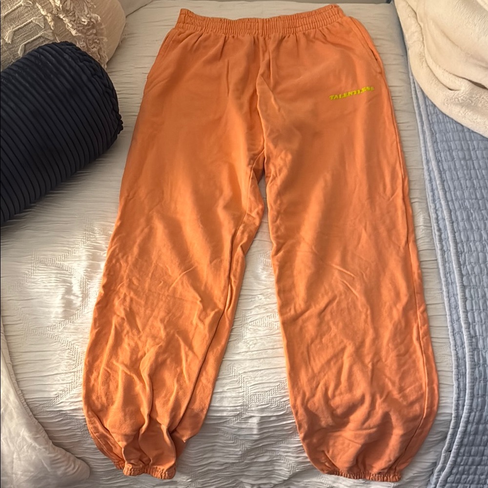 TALENTLESS Orange Sweatpants Relaxed Fit Elastic Cuffs